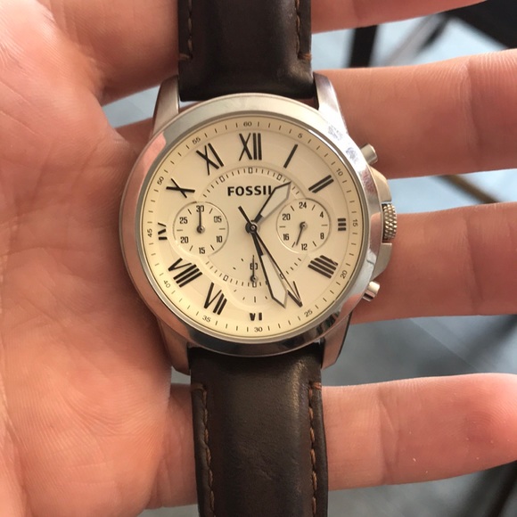 fossil men's grant quartz stainless steel and leather chronograph watch